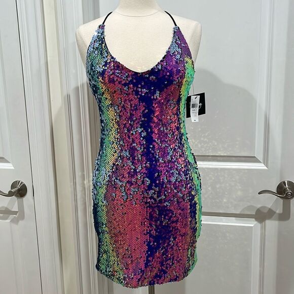 New! Sequins Mini Dress Mermaid Homecoming  Size 7 from By & By NWT - Picture 1 of 13